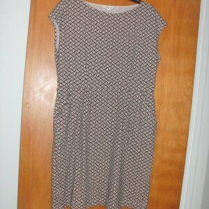 BODEN Florrie Knit Jersey Sheath Dress Pink & Black Print Front Pockets size 12
